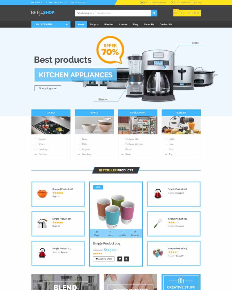 Beta Shop – Free WooCommerce Theme for Kitchen Appliances