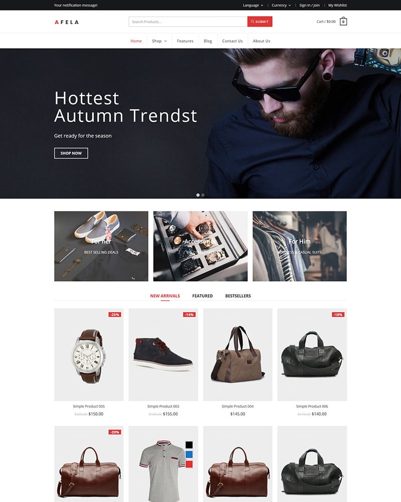 Afela – Free WooCommerce Theme for Fashion Shop