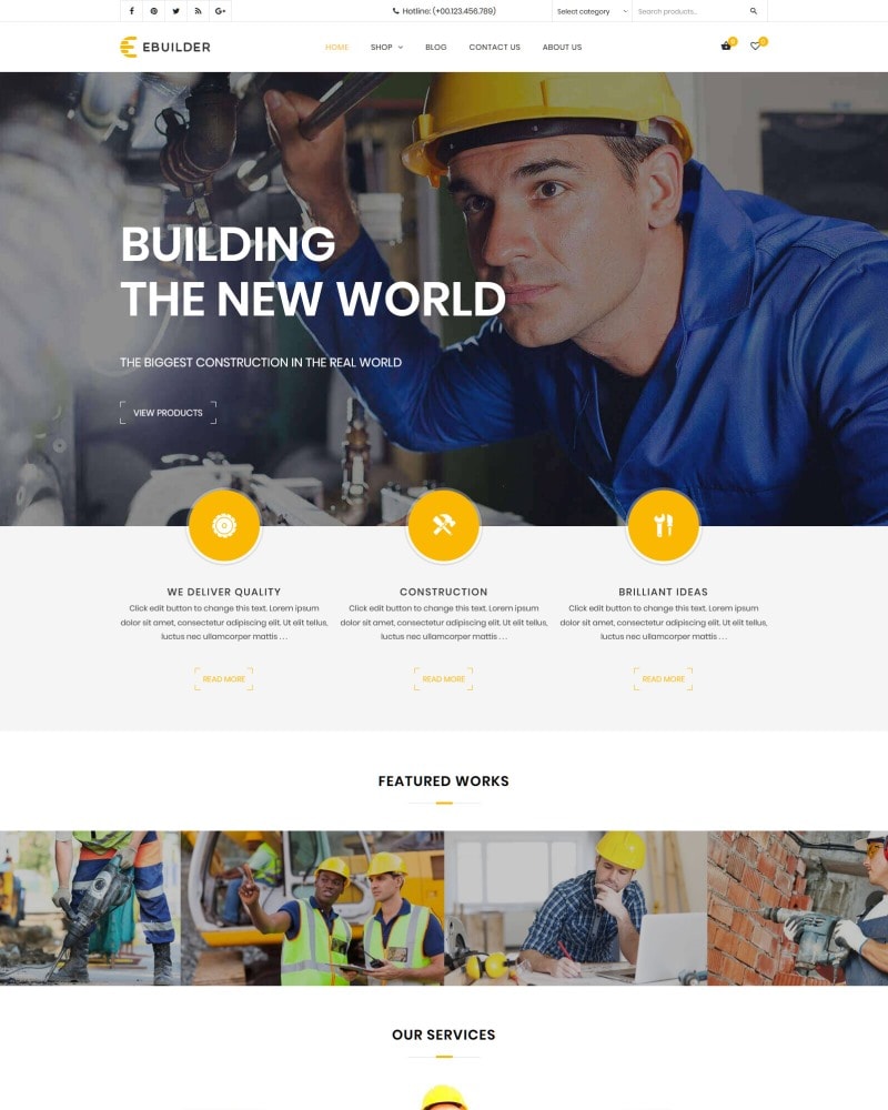eBuilder – Free Construction and Builder WooCommerce Theme