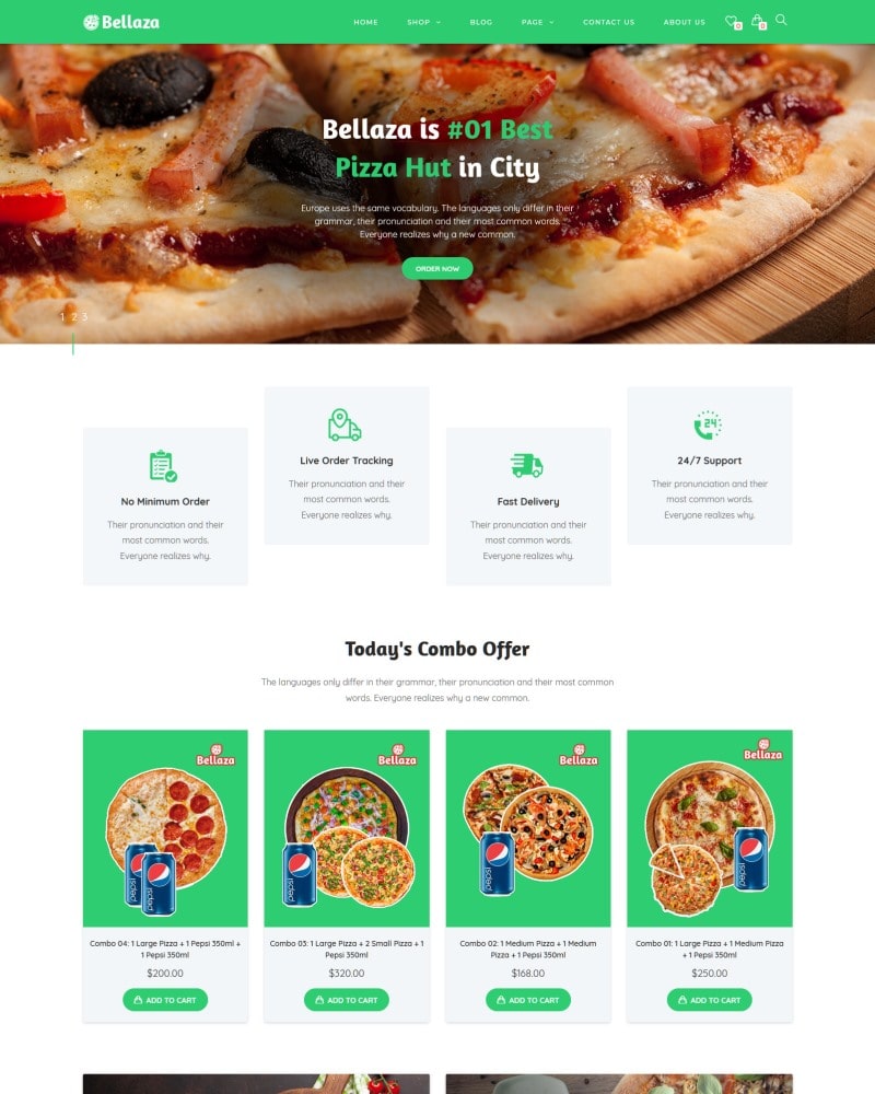 Bellaza – Pizza, Fast Food & Restaurant WooCommerce Theme