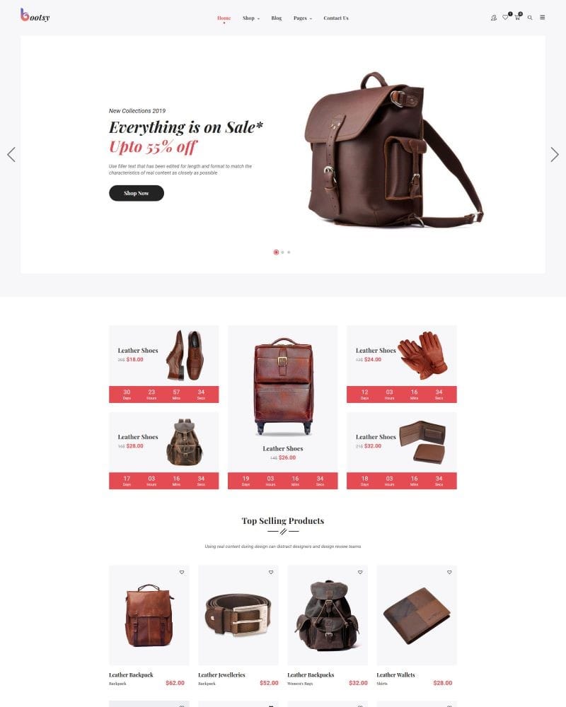 Bootsy – WooCommerce Theme for Leather Goods Shop