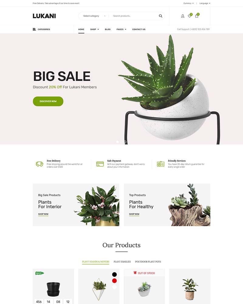 Lukani – WooCommerce Elementor Theme for Plants Shop