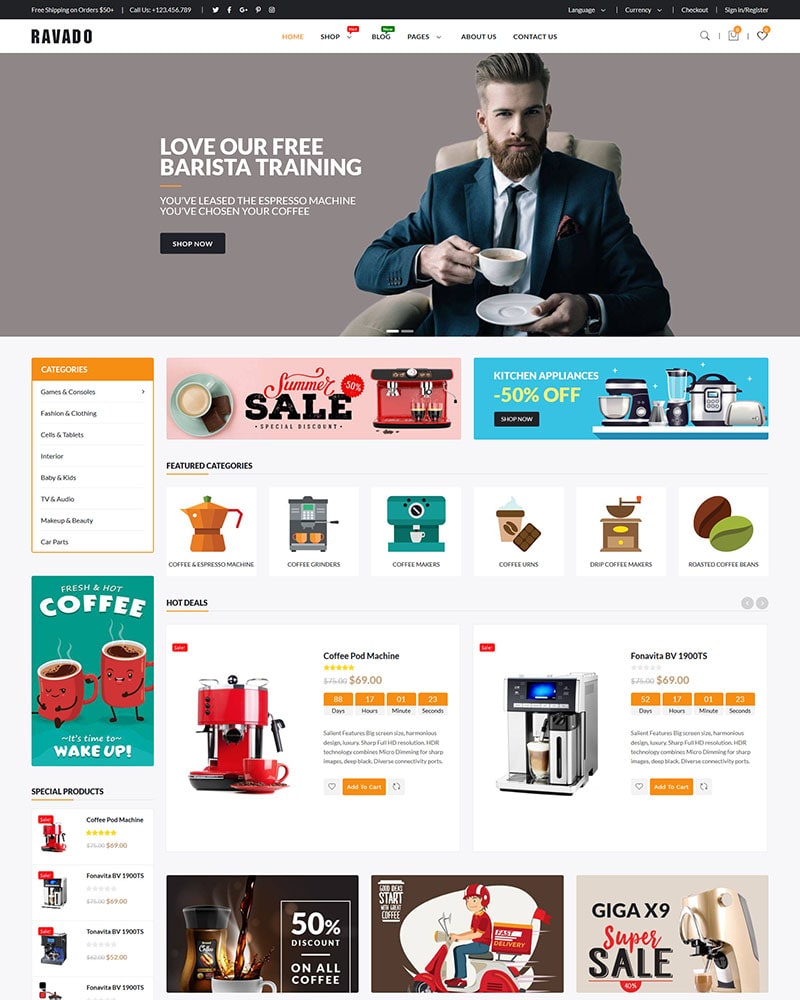 Ravado – Coffee Shop & Drinks Online Store WordPress Theme